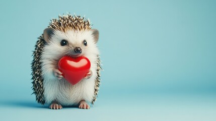 A quirky hedgehog poses with a red heart, exhibiting an adorable charm that evokes feelings of affection and joy.