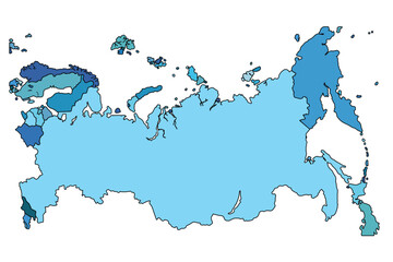 Russia map with regions vector illustration,Russia Political map and administrative divisions, vector illustration map of Russia with borders, colorful map of Russia with states, cities, Provinces