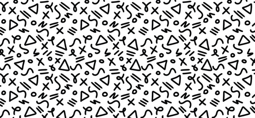 doodle sketch style simple childish scribble children trendy design seamless pattern creative minima