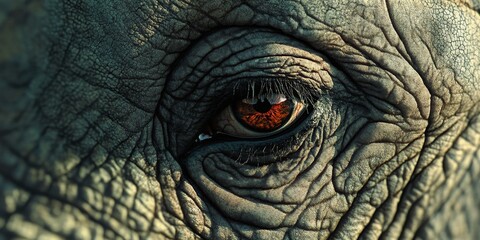 Fototapeta premium Closeup view of the eye and skin texture of an elephant, showcasing the unique features of the elephant s eye and skin, highlighting the beauty and detail of the elephant s appearance.