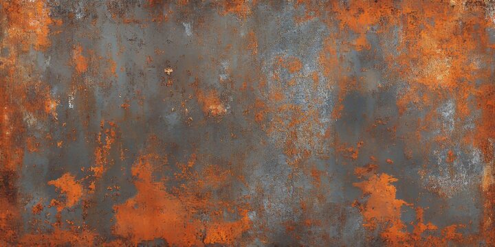 Grungy rusty metal texture displayed on a wall background. This rusty wall texture creates a unique backdrop, ideal for projects requiring a distinctive rusty metal visual. - Powered by Adobe