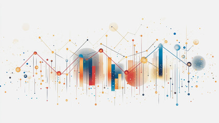 Abstract white background with Colorful charts and graphs with statistics to innovative analyze business potential and forecast future development of companies growth.