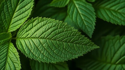 Closeup of soft green leaves, showcasing the intricate texture and vibrant color of the green leaf, highlighting the beauty found in nature s soft leaves. Perfect for botanical themes.
