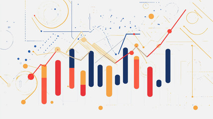 Obraz premium Abstract white background with Colorful charts and graphs with statistics to innovative analyze business potential and forecast future development of companies growth.