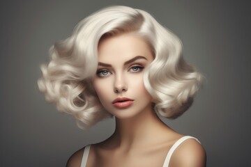 Fototapeta premium Latte blonde hairs portrait elegance glamour.