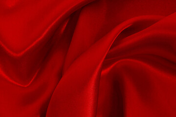 Dark red fabric texture background, detail of silk or linen pattern.