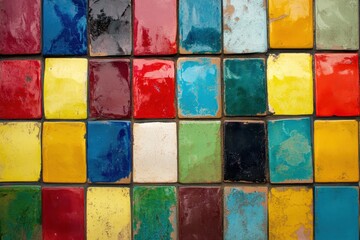 Colorful mosaic tile wall texture background