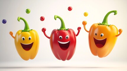 Cartoon bell pepper juggling