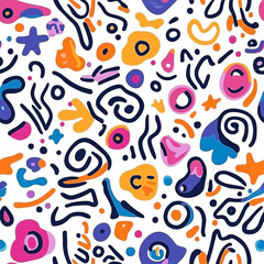 Unique Abstract Doodle Art Pattern on Crisp White Background