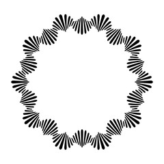 Vector decorative round frame. Abstract vector geometric round ornament isolated on white background. Ornamental circle. Vector monochrome illustration. Ethnic round ornament.