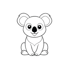 cartoon funny little koala sitting outline art 