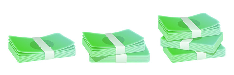 illustration Green banknote Currency set 6