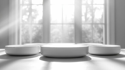 Isolated podium with a sleek, modern design, standing on a white background, ideal for presentations or award ceremonies, emphasizing simplicity and professionalism.