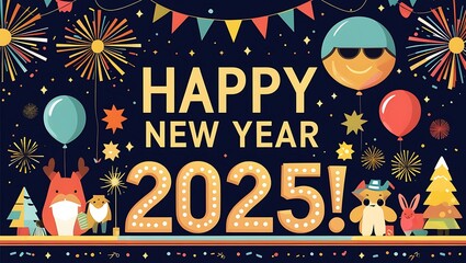 Happy New Year Two Thousand Twenty Five Festive Celebration