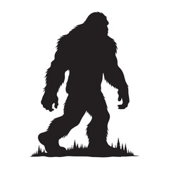 Bigfoot Silhouette Vector illustration. Squatchin. Gorilla. Bigfoot Yeti Black Isolated On White Vector Design