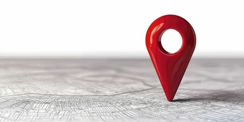 Vibrant Red Pin Marking Destination on Digital Map With Copy Space for Text in Modern Travel Concept Image