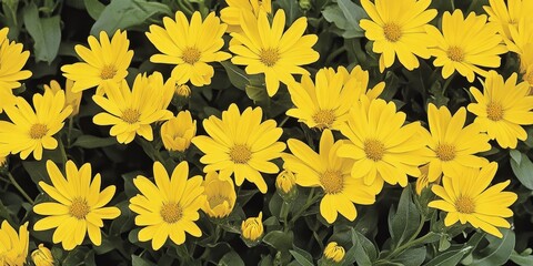 Vibrant yellow flowers bloom beautifully during summer, showcasing their stunning colors and enhancing the charm of any summer garden with their lively presence and captivating allure.