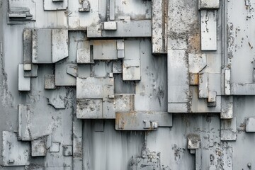 An abstract technology background is depicted through a concrete canvas adorned with intricate plaster textures- creating a visually captivating and dynamic representation of modern innovation and dig