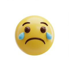Fototapeta premium A sad yellow emoji face 3D Icon isolated on white background