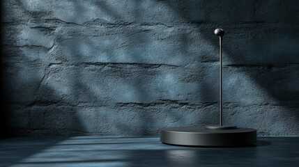 Isolated podium with a professional microphone setup, perfect for seminars, conferences, or award ceremonies, highlighting a sleek and minimal design.