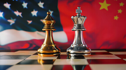 Naklejka premium The concept of a trade war between the USA and China