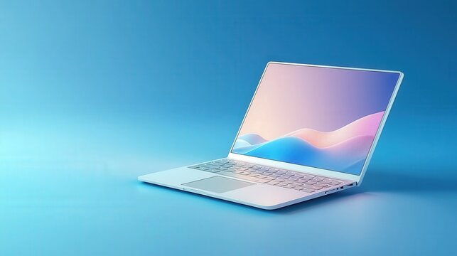 Ultra-sharp image of a simple workspace sleek laptop white desk nothing else