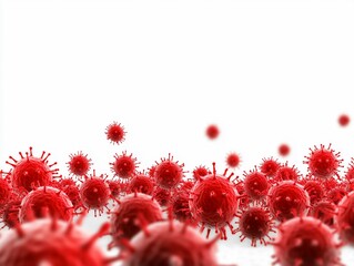 red virus molecules on a white background 