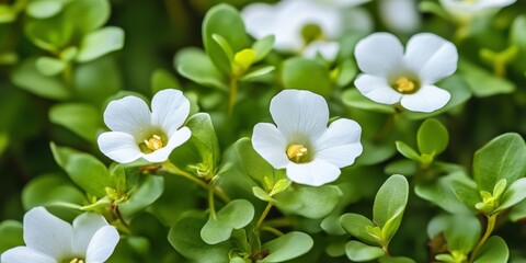 Obraz premium A delightful white purslane flower showcasing its beauty, the white purslane flower captivates with its delicate petals and vibrant charm, perfect for adding elegance to any floral collection.