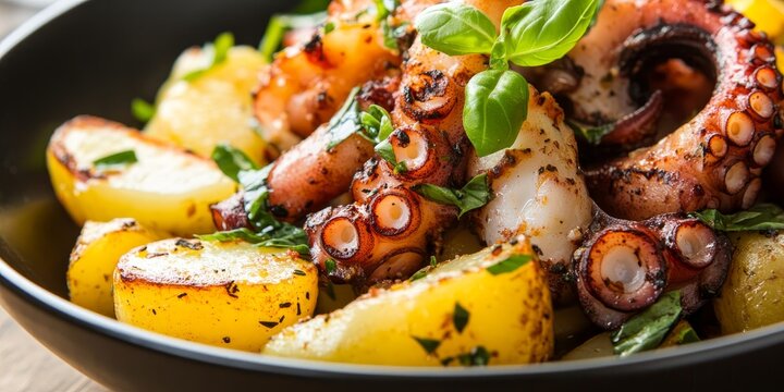 Delight in the flavors of insalata di polipo e patate, a classic Italian food dish featuring tender octopus and flavorful potatoes, perfect for any culinary occasion celebrating Italian food.