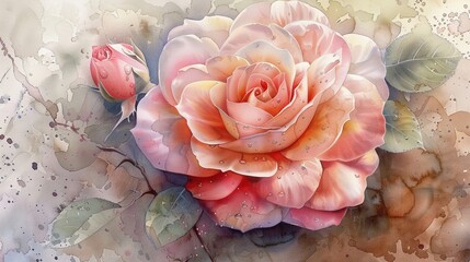 Elegant floral watercolor paintings with beautiful textures
