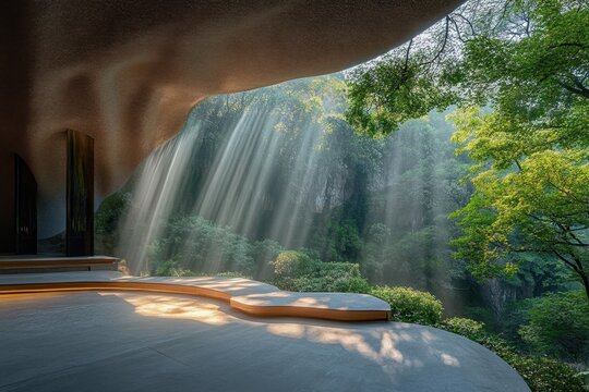 enchanting allure of a ravine is unveiled as radiant beams and etherea