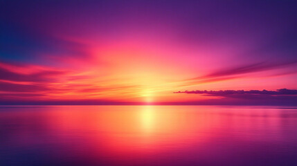 Fototapeta premium A beautiful sunset over the ocean with a pink and purple sky