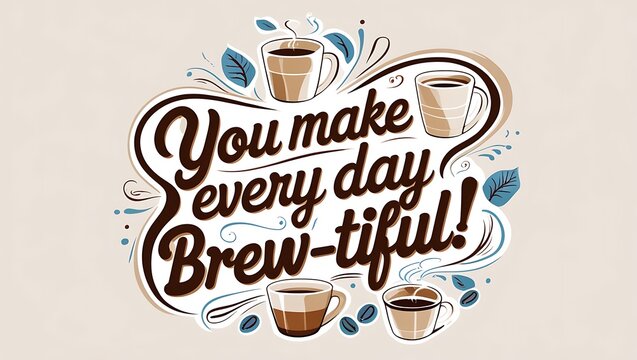 You Make Every Day Brewtiful Coffee Cups Design
