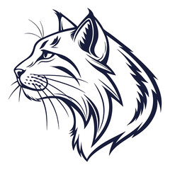 Fototapeta premium An elegant Wildcat head silhouette icon set against a clean white background.