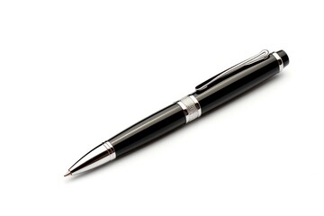 A Ball point pen metal black white background.
