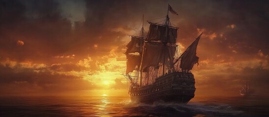 Obraz premium Sailing into the Sunset - ai