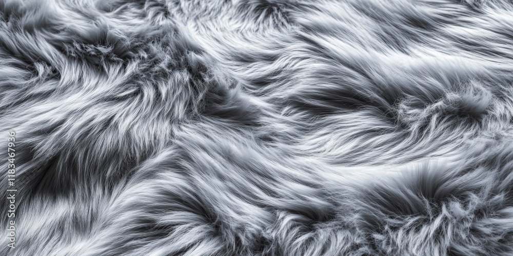 Aufkleber Soft gray furry texture creates a unique pattern, perfect for backgrounds. The gray furry plush texture adds depth and warmth, making it ideal for various design projects involving gray textures.