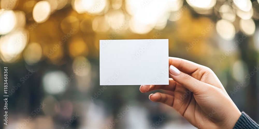 Poster A soft focused backdrop features an empty business card, creating an impression of professionalism while highlighting the card prominently against the blurred setting.