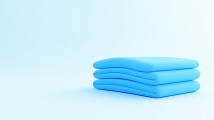 Soft Blue Blankets Stacked on Light Background