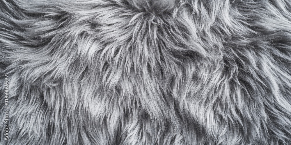 Poster Soft gray furry texture creates a unique pattern, perfect for backgrounds. The gray furry plush texture adds depth and warmth, making it ideal for various design projects involving gray textures.