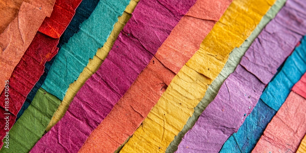 Poster Lively and bright, the texture of this craft paper made from natural materials showcases a striking array of colors, creating a visually appealing design.