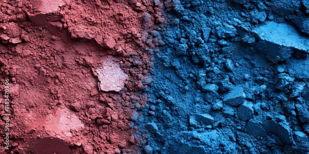Aufkleber vibrant red and blue colored clay soil creates a striking contrast, showcasing the unique characteri