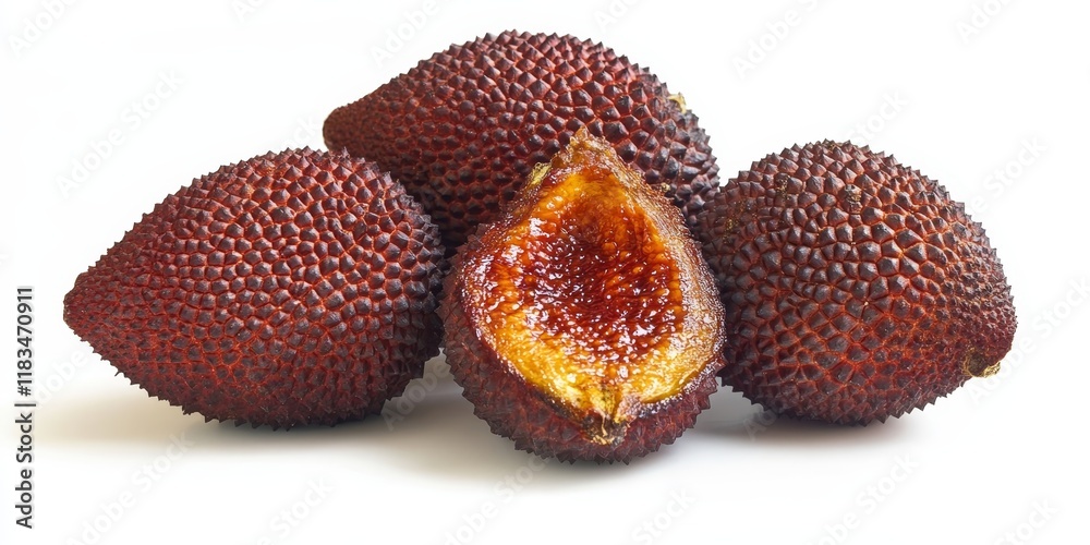 Poster salak fruit displayed on a white background, showcasing the unique texture and appearance of the sal