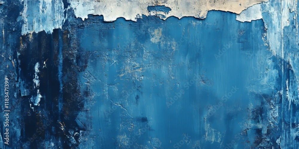 Poster abstract image showcasing a grunge style with an old blue painted background, emphasizing the textur