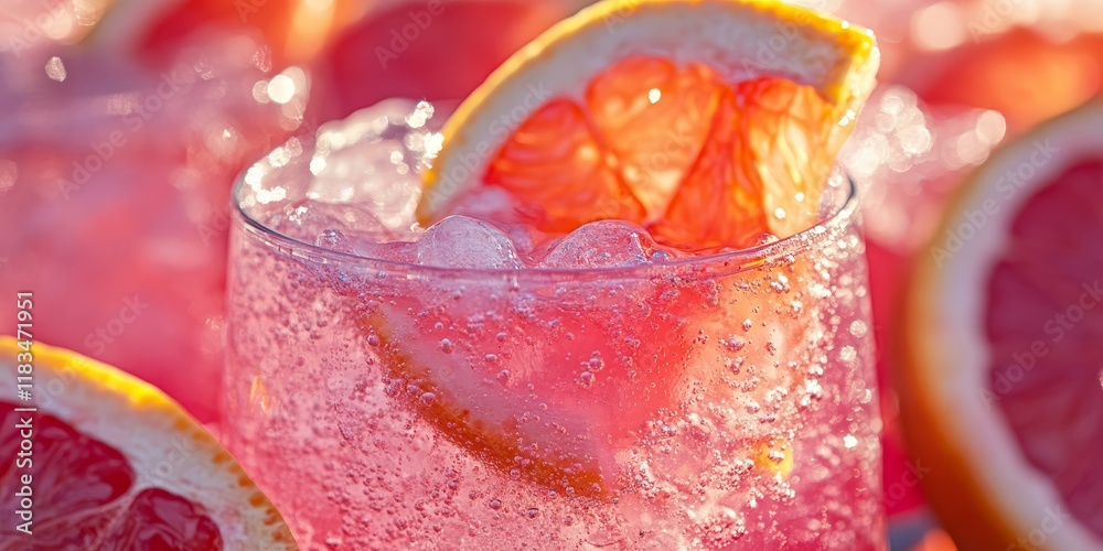 Aufkleber a refreshing image of pink grapefruit soda, showcasing the vibrant color and effervescence of pink g