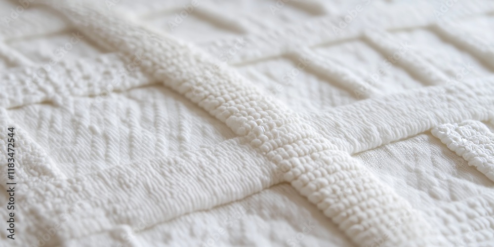 Leinwandbilder close up of a white textile texture featuring seams arranged in a cross pattern, highlighting the in