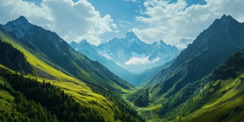 Obraz premium Breathtaking time lapse perspective of a mountainous landscape showcases the beauty and grandeur of nature in motion over time.