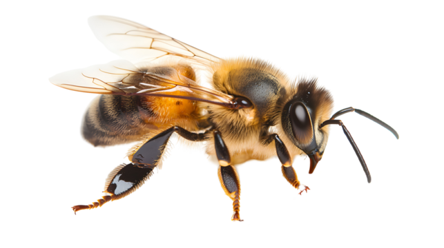 Bee collecting honeycomb close-up macro photography nature detailed view insect behavior