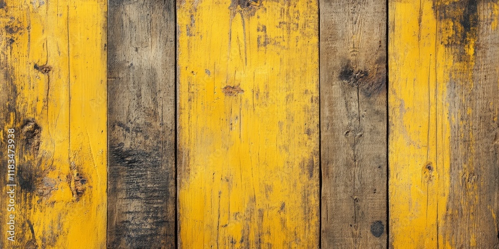 Leinwandbilder texture of aged yellow rustic boards showcases a worn and shabby appearance, highlighting the unique