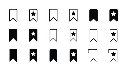 Set of bookmark icons on white background